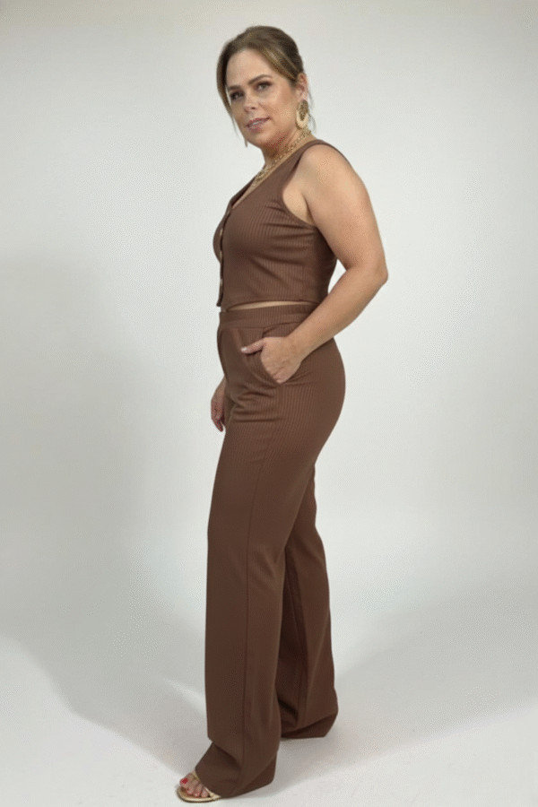 Conjunto Feminino Calça + Blusa Riban Crepe