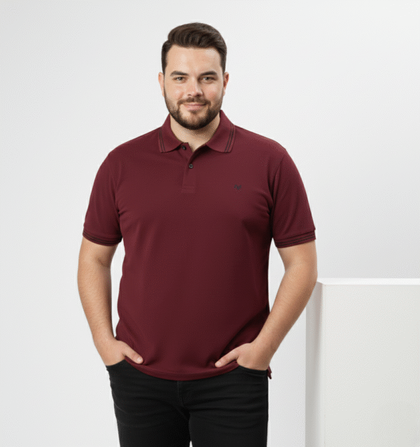 Camiseta Masculina Gola Polo Meia Malha Bordado Plus Size