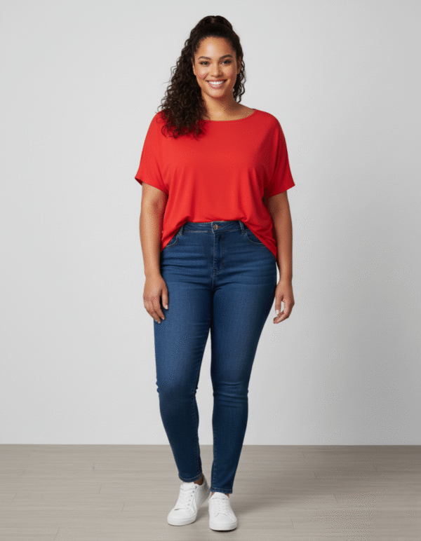 Blusa Feminina Básica Plus Size Manga Japonesa em Viscose Stretch