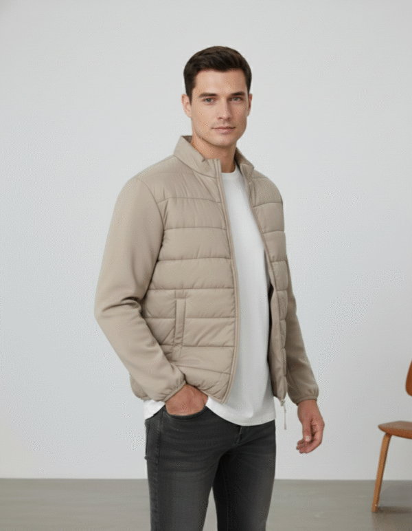 Jaqueta Masculina Slim Gola Alta Em Algodão