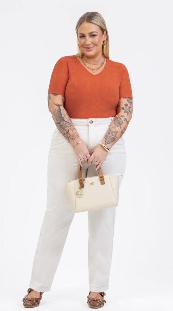 Blusa Feminina Canelada Manga Curta Japonesa